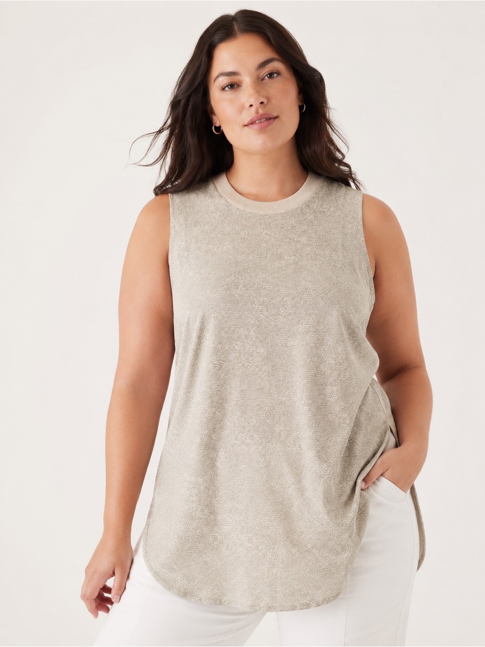 Athleta Zephyr Print Tank Top 1X NWT Featherweight Stretch Travel UPF